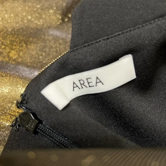 FINAL PRICE. AREA Lamé Plunge Midi Dress - Picture 7 of 7